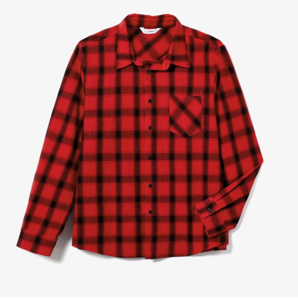 Men's Red Plaid Button Shirt